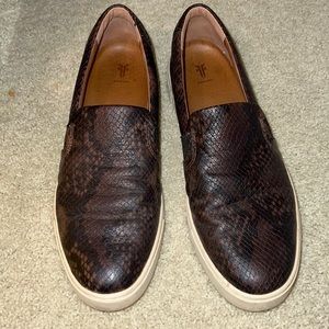 Snakeskin slip ons
